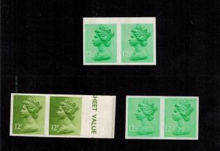 3 Error Mistakes Stamps All Imperf 12 1/2p Left Band 12 1/2p And 12p Marginal