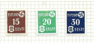 German Occupation Estonia Stamps 1941 Mi 1 - 3 Mlh Vf