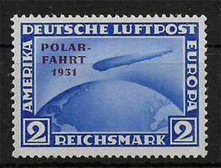 Dt.  Reich 2 Rm.  Polarfahrt Zeppelin Flugpost 1931 Mnh Cv $ 1.  560.  -