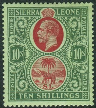 Sierra Leone - 1927 10/ - Red & Green/green.  A Mounted Example Sg 146