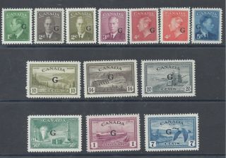 Canada 1950 - 52 Officials Set Of 13 Mnh Sg O178/90