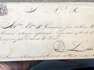 Rare 1866 Portugal Folding Official Government Letter Cover To Lisbon From Horta 3