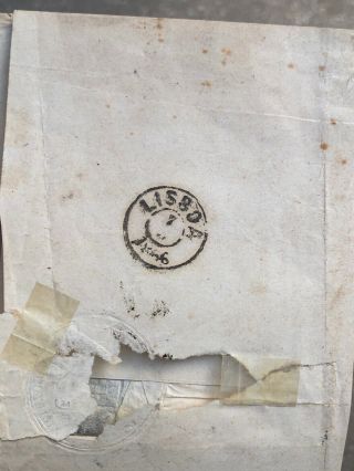 Rare 1866 Portugal Folding Official Government Letter Cover To Lisbon From Horta 7