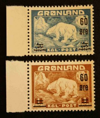 7043 Greenland Polar Bears 1956 Overprint Mnh/ - Very Fine