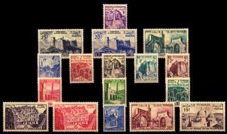 Tunisia 1954 - Mosque And Forts,  Architecture,  Set Of 17 - Mnh,  Cat £ 40 - S.  G.  370 - 85