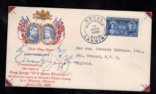 1939 Newfoundland Royal Visit Cover To England King George 6 Kgvi Cachet