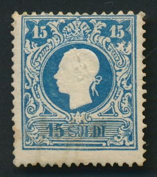 Rare Austria Stamp 1858 Lombardy Venetia 15 Soldi Og,  Type I Sc 12a