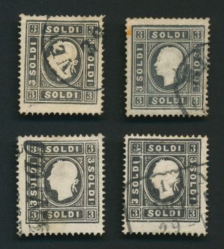 Austria Lombardy Venetia Stamps 1858 3 Soldi Black Type 1 X4 Vfu