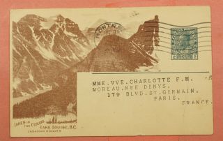 1922 Canada Pacific Railway Co Lake Louise Postal Card Montreal Cancel