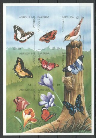 Bz079 Imperforate Antigua & Barbuda Flora & Fauna Butterflies 1kb Mnh