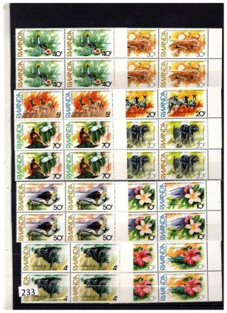 4x Rwanda 1982 - Mnh - Animals,  Birds,  Flora,  Flowers -
