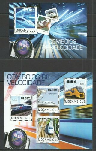 St2444 2014 Mozambique Transport High Speed Trains Kb,  Bl Mnh