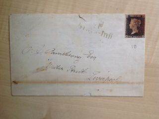 Great Britain 1d Black On Cover To Liverpool July 11th 1840