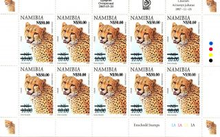 Namibia 1997 Definitives Overprinted 2005 Sg1006 Sheetlet Of 10 Mnh