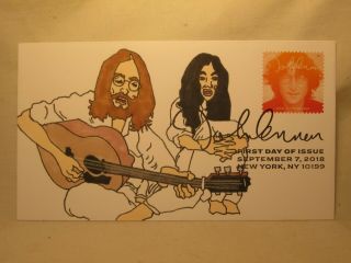 John Lennon First Day Issue 1 Of 1 Hand Drawn 2018 Fdc Beatles Cover Art