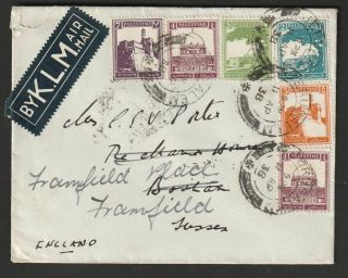 Palestine 1938 By Klm Airmail Label Cover Re Directed To England