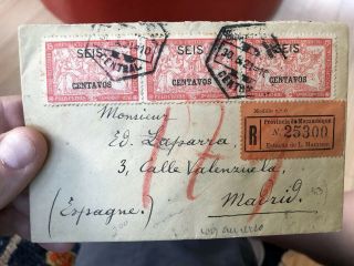 Rare Portuguese Colonial Cover Lourenço Marques To Madrid 1921 Registered