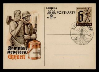 Dr Who 1941 Germany Strassburg Postal Card Stationery Patriotic Cancel C124205