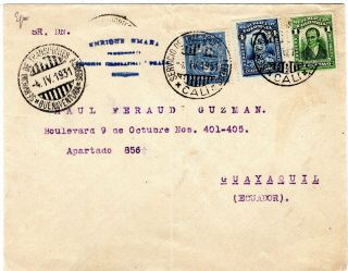 Colombia - Ecuador - Scadta,  Panagra - 30c Cover - Cali To Guayaquil - 1931 Rr