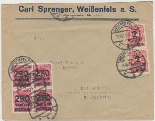 Germany Dr 1923 (19.  10. ) Inflat.  Cover Franking Weissenfels/s.  Expert