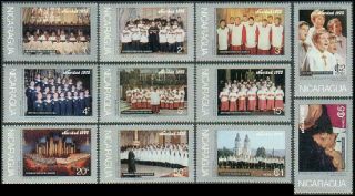 Nicaragua 997 - 1003,  C887 - C890,  Mnh.  Michel 1907 - 1917.  Christmas 1975.  Famous Choirs.