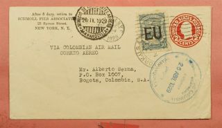 1929 Mixed Frank Ny Stationery Scadta Airmail To Colombia