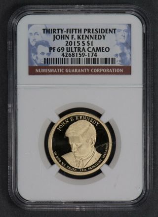 2015 - S $1 Presidential Dollar - John F.  Kennedy - Ngc Proof 69 Uc N341