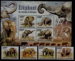 Burundi 847 - 51 Mnh Animals/elephants Scv30