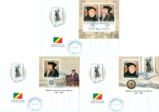 Reformation Luther John Calvin Protestantism Congo 3 First Day Covers Fdc Set