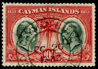 Cayman Islands Sg95,  10s Black & Scarlet,  Fine,  Cds.  Cat £450.