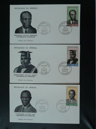 Writers Litterature Negritude Black Heritage Set Of 3 Fdc Senegal 74433