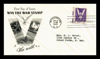 Dr Jim Stamps Us Win The War First Day Cover Scott 905 Art Craft