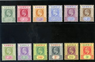 Gambia 1902 Kevii Set Complete Mlh.  Sg 45 - 56.  Sc 28 - 39.