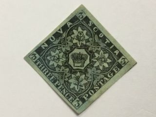 Old Stamp Nova Scotia 3 D Blue 1853