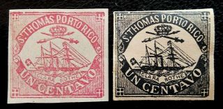 St.  Thomas,  Porto Rico,  2 Old Stamps