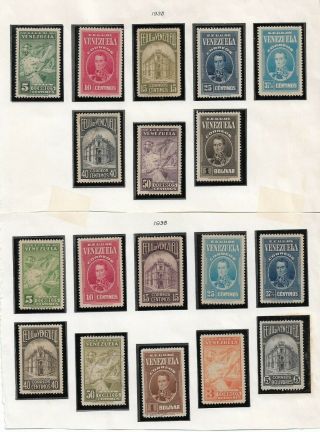 1938 Venezuela Stamps ;; Scott 325 - 342 Cat 126 $ Mnh - - Ng -