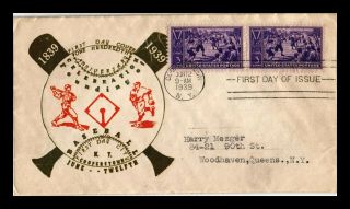 Dr Jim Stamps Us Baseball Centennial Fdc Cover Scott 855 Pair Cooperstown