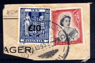 Zealand 1940 - 58 Arms Postal Fiscal £10 On £10 On Dated Piece,  Sg F216b