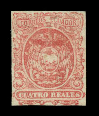 Ecuador 1866 Coat Of Arms 4r Red Scott 6 Mh