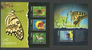 St682 2014 Guinea Butterflies Fauna Insects Kb,  Bl Mnh Stamps