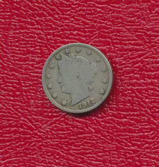 1912 - D Liberty " V " Nickel Full " Liberty " Showing Circulated