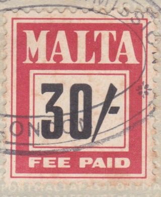 Malta 1970 Passport Fee Paid 30 Shillings Consular Revenue Stamp
