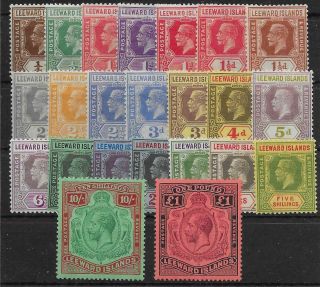 Leeward Islands Sg58/80 1921 - 32 Definitive Set Of 23 Mtd