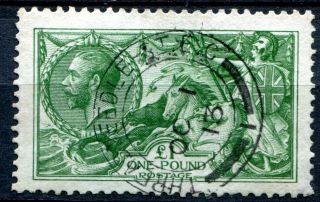 (508) Very Fine 1913 Sg404 Gv £1.  00 Dull Blue Green Seahorse.  Cds