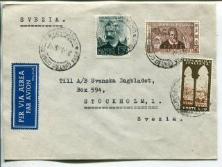 Italy Air Mail Cover To Sweden 1954