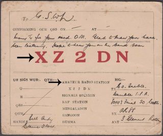 Burma 1947 Official Card W/ Raf Post India Radio Station To Uk Light Cvr Crease