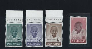 India 1948 Sc 203 - 06 Mahatma Gandhi Nver Hinged Stamp Set