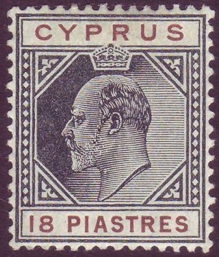 Cyprus Edward Vii 1906 Sg 70a 18 Pi Broken Top Left Triangle Variety