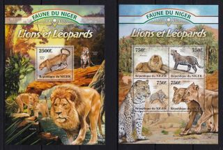 Niger 2013 - Wild Cats Animals Lion Leopard Nature Africa - On Stamps Mnh Cb