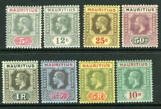 Mauritius - 1913 - 22 A Mounted Set To 10r (top Value Is Die I) Sg 196 - 204